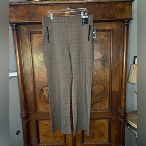 NWT DKNY- Plaid Stretch Pull On Bootcut Trousers. Size XL